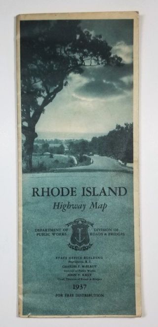 Rhode Island Vintage Highway Road Map Department Of Public 1937