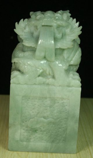 Cert ' d Untreated Green Nature A jadeite jade Statue sculpture dragon 龙 q05861Q5H 6