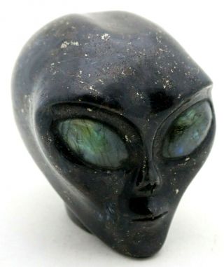 Exquisite Arfvedsonite Crystal Alien Art Sculpture Labradorite Eyes Healing