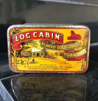 Log Cabin Flake Tobacco Vintage Tin