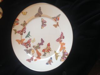 Mackenzie - Childs Butterfly Garden Dinner Plate 10 " Retired Set Of 4