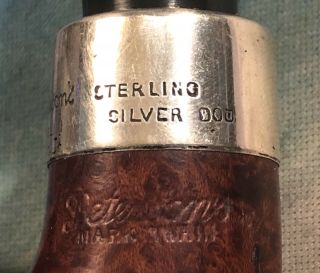 1985 Peterson ' s Mark Twain Dublin Smoking Pipe Hallmarked u Sterling Silver Band 8
