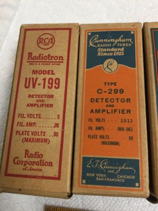 4 Antique Radio Tubes Cunningham C - 299 Radiotron UV - 199 Detector Amplifier NOS 2