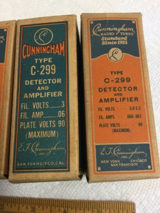4 Antique Radio Tubes Cunningham C - 299 Radiotron UV - 199 Detector Amplifier NOS 3