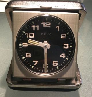 Rare Vintage Herz Travel Alarm Clock Germany Elegant German