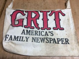 Early Vintage Grit American Newspaper Cloth Delivery Bag Advertising Both Sides