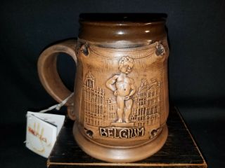 Manneken Pis Pee - Pee Boy Belgium Souvenir Ceramic Coffee Mug Cup Handmade Signed