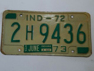 1972 72 1973 73 Indiana In License Plate Rare Tag = Vintage