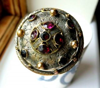 Large Antique 19th Century Quality Almandine Garnet Set Long Hat Pin