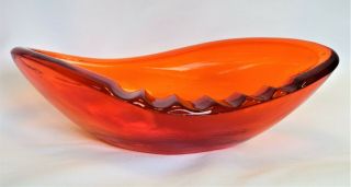 Fantastic Vintage Mid Century Modernist Abstract Orange Viking Glass Ashtray