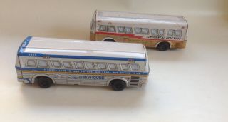 Vintage 2 Tin Bus Greyhuond Continental Lines 1960 