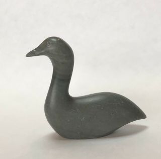 Older Inuit Eskimo Stone Carving Sculpture Loon Bird Signed Aley