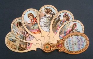 Z33 - THE SPINSTER ' S MIRROR - R.  CANTON - VICTORIAN 7 - PANEL FAN CARD 5