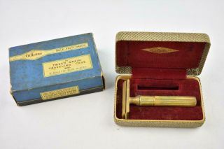 Vintage Gillette Gold Tech Safety Razor,  With Case And Box