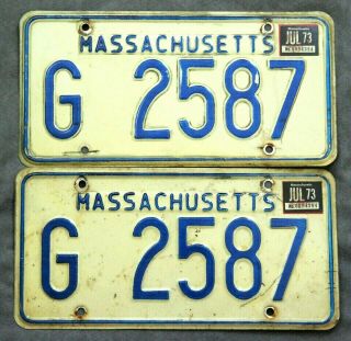 Massachusetts 1967/ 1968/ 1969/ 1970/ 1971/ 1972/ 1973.  Pair.  License Plate.