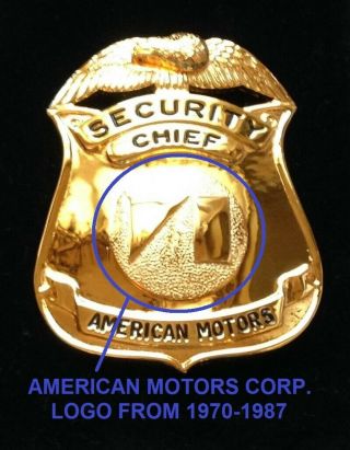 American Motors Corporation (1970 - 84) Security Chief Badge w/Holder - (NOS?) 2