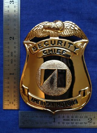 American Motors Corporation (1970 - 84) Security Chief Badge w/Holder - (NOS?) 7