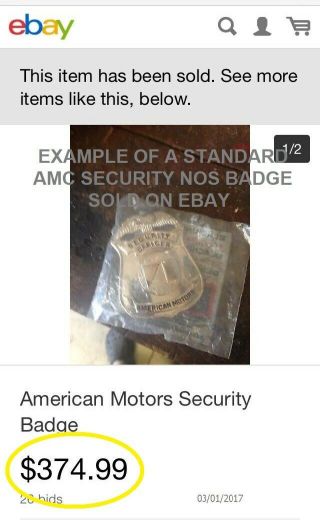 American Motors Corporation (1970 - 84) Security Chief Badge w/Holder - (NOS?) 9