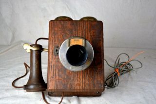 Vintage Western Electric Model 293 A Wall Mount Oak Wood Call Box Telephone Exc
