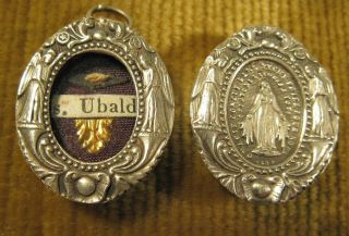 Ornate Silver Theca Case With A Relic Of St.  Ubald - Bishop Of Gubbio.