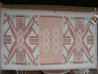 Navajo Woven Wool Rug 56 X 32.  5 Rita Nez,  Photo Of Weaver Estate W/tag