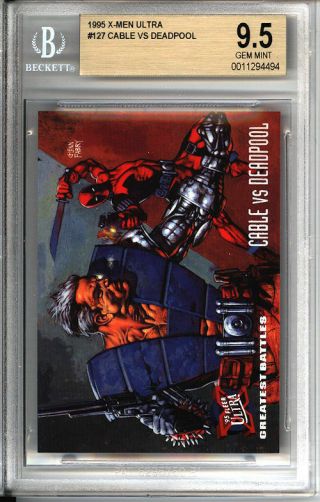 Cable Vs.  Deadpool 1995 X - Men Fleer Ultra - Beckett Bgs 9.  5