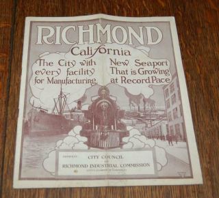 1915 Richmond California Visitor Tourist Brochure Settler Panama Pacific Expo.