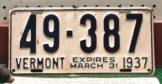 Vermont - 3 - 31 - 1937 Passenger License Plate - All