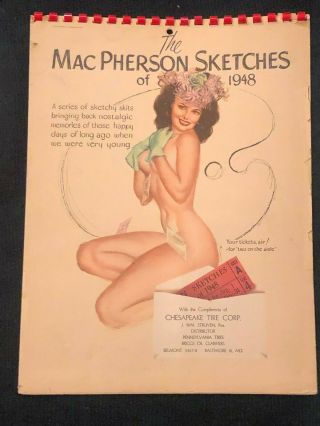 1948 Full Year Pin Up Girl Calendar Macpherson Sketch Book Vintage With Cover