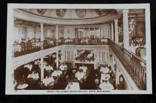 Cunard Line Rms Berengaria Real Photographic Post Card 1st Cl Dining Rm