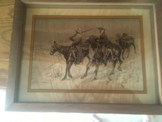 Vintage Lucid Lines Photography On Glass Frederick Remington Western Print W 108