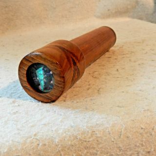 Hand Crafted Wood Inlay Kaleidoscope Periscope 7.  5 " Glass Beads Turning Chamber