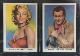 1955 Weeties Film Stars Movie Stars Card Set Marilyn Monroe John Wayne Etc Nmt,