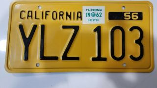 1956 California Pair - License Plates - DMV CLEAR - - YLZ 103 2
