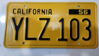 1956 California Pair - License Plates - DMV CLEAR - - YLZ 103 3