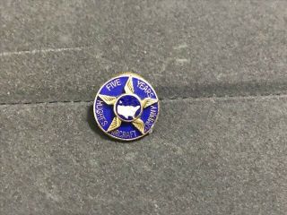 Hughes Aircraft Comp.  Vintage 5 Year Service Pin 10k Gold Fill Screw - Back