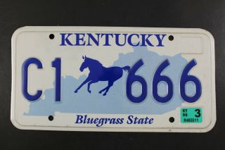 Vintage 1999 Kentucky License Plate C1 - 666 Bluegrass State