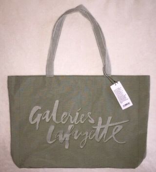 Galeries Lafayette Paris Eco Responsible Green Cotton Shopping Tote Bag Purse