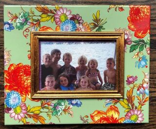 Mackenzie Childs Enamel Green Flower Market Picture Frame 9x11” Retired