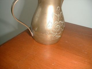 Brass Middle Eastern Arab Coffee Pot Dallah Saudi Arabia Engraved with Hallmark 3