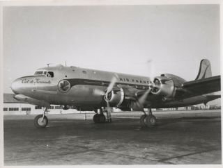 Large Vintage Photo - Air France Douglas Dc - 4 F - Bbdk 
