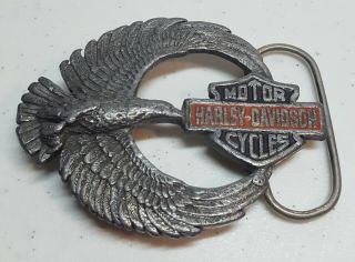 Vintage Harley - Davidson Belt Buckle 1992 Siskiyou Harmony Design Usa Eagle