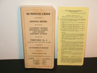 Pennsylvania Railroad Central Region Employee Timetable 2 10/31/1965 Gen Notice