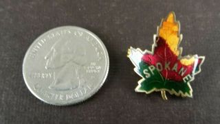 Vintage Spokane Canada Enamel Maple Leaf Pin Brooch 2
