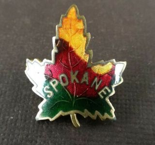 Vintage Spokane Canada Enamel Maple Leaf Pin Brooch 4