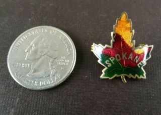 Vintage Spokane Canada Enamel Maple Leaf Pin Brooch 5
