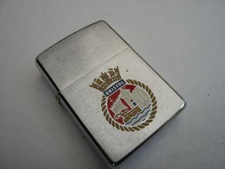 Very Rare Vintage Zippo Usa Lighter Enamel Hms Navy Bristol Crest 1978
