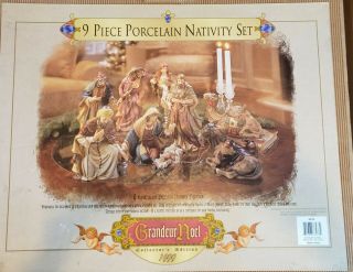Grandeur Noel 9 Piece Porcelain Nativity Set,  1999 - 1 Piece Missing (horse)