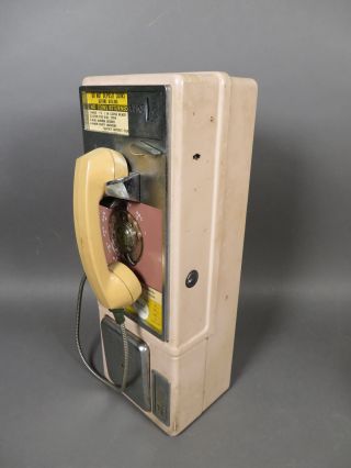 Vintage GTE Automatic Electric Rotary Pay Phone Single Coin Slot Telephone 4