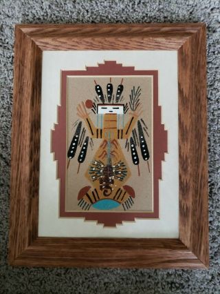 Vintage Navajo Native American Indian Sand Art Arrow People Protection